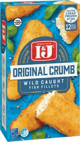 IGA I&J Fish Wild Caught Original Crumb 1kg or Beer Batter Fish Fillets 1.03kg offer