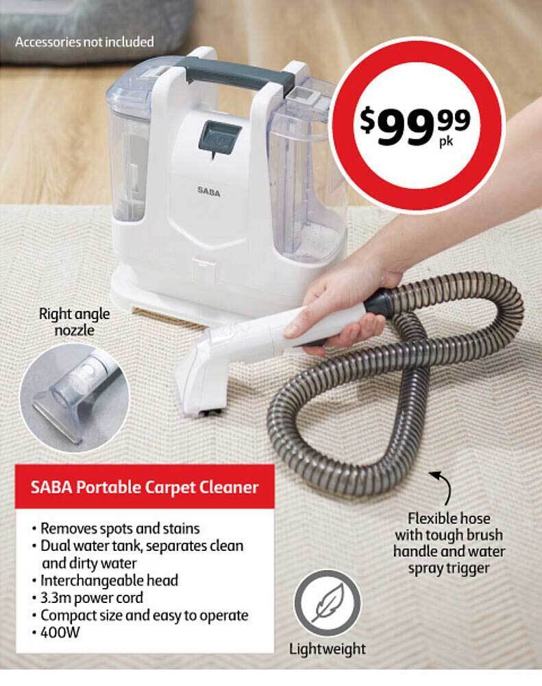 Saba portable carpet cleaner offer at Coles