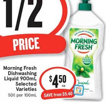 IGA Morning fresh dishwashing liquid selected varieties offer