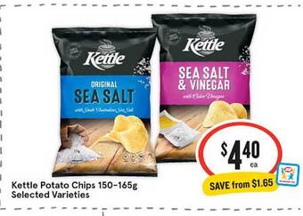 IGA Kettle potato chips 150-165g offer