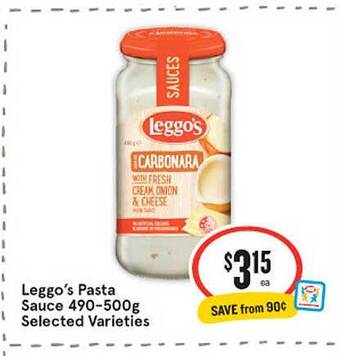 IGA Leggo's pasta sauce 490-500g offer