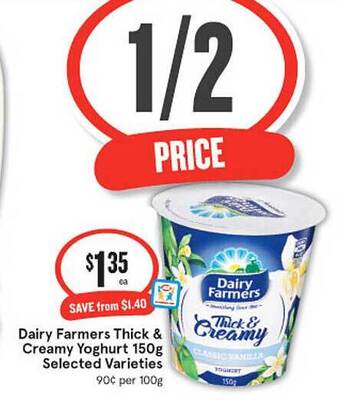 IGA Dairy farmers thick & creamy yoghurt selected varieties offer