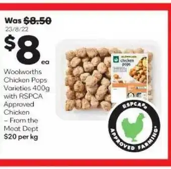 Woolworths Woolworths chicken pops offer