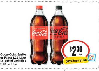 IGA Coca-cola,sprite or fanta 1.25 litre offer