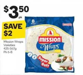 Woolworths Mission wraps varieties offer