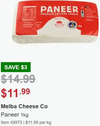 Costco Melba Cheese Co Paneer 1Kg offer