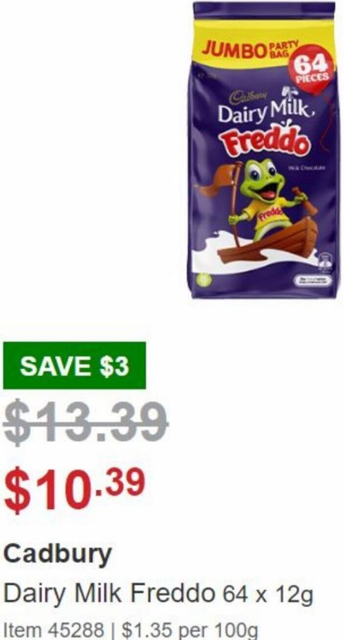 Cadbury Dairy Milk Freddo 64 x 12g offer at Costco