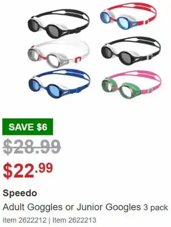 Speedo Adult Goggles r Junior Googles 3 Pack