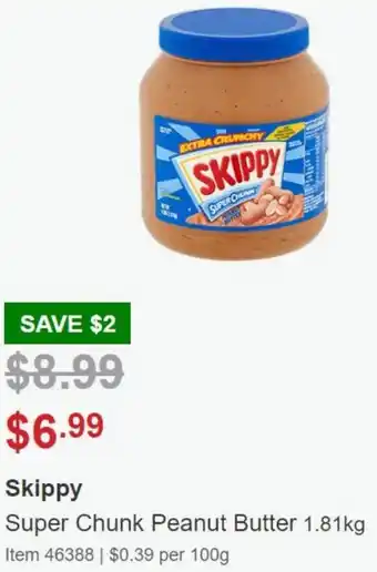 Skippy Super Chunk Peanut Butter 1.81Kg