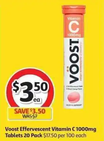 Coles Voost Effervescent Vitamin C 1000mg Tablets 20 Pack offer