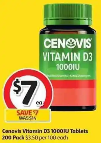 Coles Cenovis Vitamin D3 1000IU Tablets 200 Pack offer