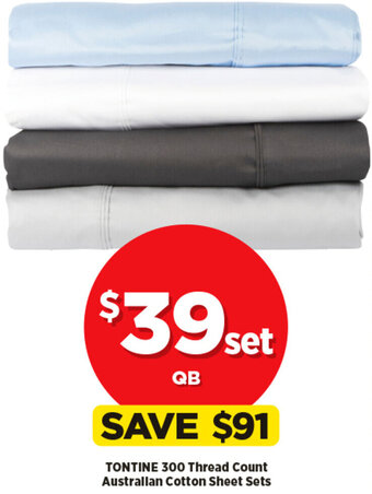 Spotlight Tontine 300 Thread Count Australian Cotton Sheet Sets offer