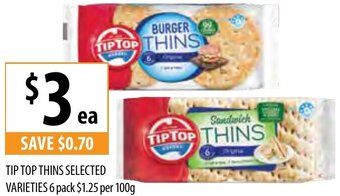 Supabarn Tip Top Thins Selected Varieties 6 Pack offer