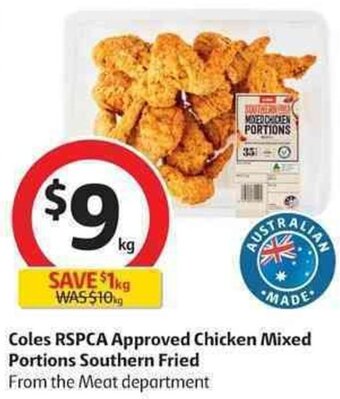 Coles Coles RSPCA Approved Chicken Mixed Portions Southern Fried offer