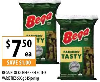 Supabarn Bega Block Cheese Selected Varieties 500g offer