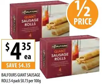 Balfours Giant Sausage Rolls 4 Pack