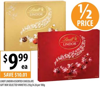 Supabarn Lindt Lindor Assorted Chocolate Gift Box Selected Varieties 235g offer