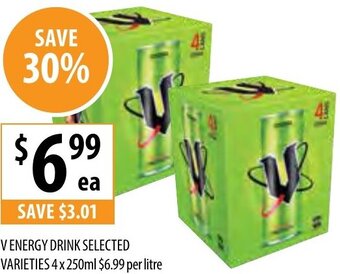 Supabarn V Energy Drink Selected Varieties 4 x 250ml offer