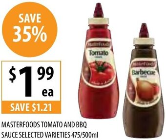 Supabarn Masterfoods Tomato And BBQ Sauce Selected Varieties 475/500ml offer