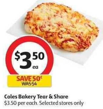 Coles Coles Bakery Tear & Share offer