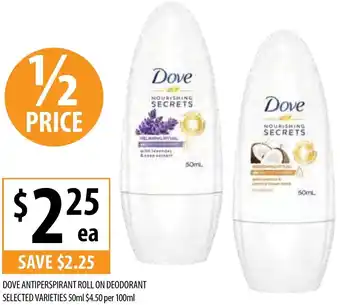 Supabarn Dove Antiperspirant Roll On Deodorant Selected Varieties 50ml offer