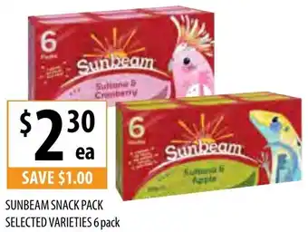 Supabarn Sunbeam Snack Pack Selected Varieties 6 Pack offer