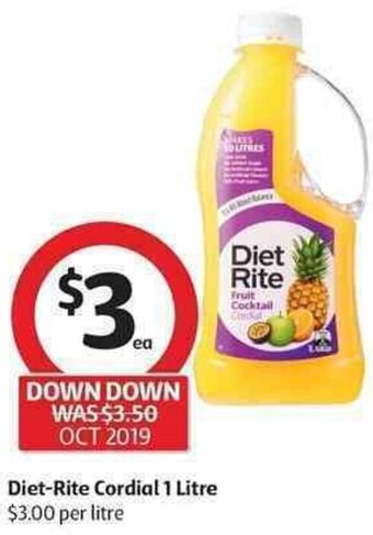 Coles Diet-Rite Cordial 1 Litre offer