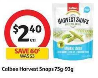 Coles Calbee Harvest Snaps 75g-93g offer