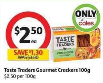 Coles Taste Traders Gourmet Crackers 100g offer