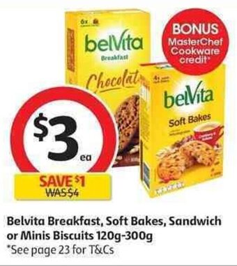 Coles Belvita Breakfast, Soft Bakes, Sandwich or Minis Biscuits 120g-300g offer