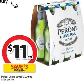 Coles Peroni Libera Bottle 6x330ml offer