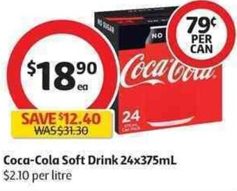 Coles Coca-Cola Soft Drink 24x375ml offer