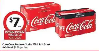 Coles Coca-Cola, Fanta or Sprite Mini Soft Drink 8x200ml offer