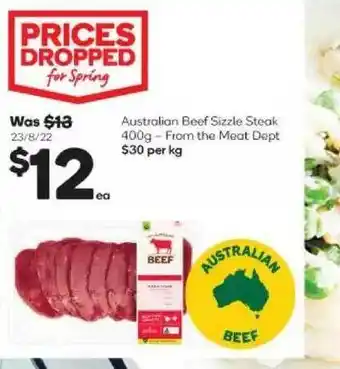 Woolworths Australian beef sizzle steak offer