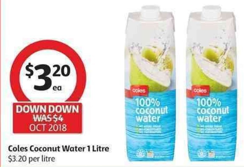 Coles Coconut Water 1 Litre offer at Coles