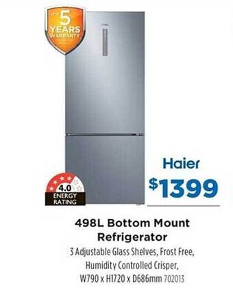 Betta Haier 498l bottom mount refrigerator offer
