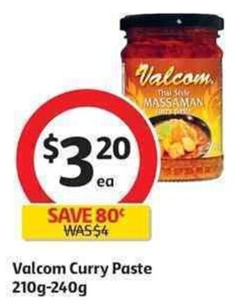 Coles Valcom Curry Paste 210g-240g offer