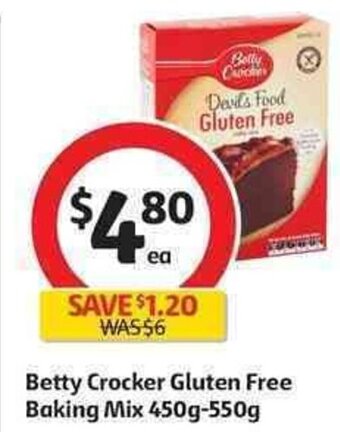 Coles Betty Crocker Gluten Free Baking Mix 450g-550g offer