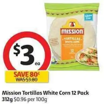 Coles sion Tortillas White Corn 12 Pack 312g offer