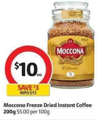 Coles Moccona  Freeze Dried Instant Coffee 200g offer