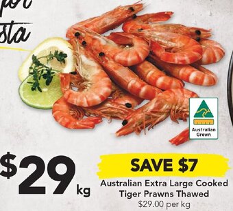 Drakes Australian Extra Large Cooked Tiger Prawns Thawed offer