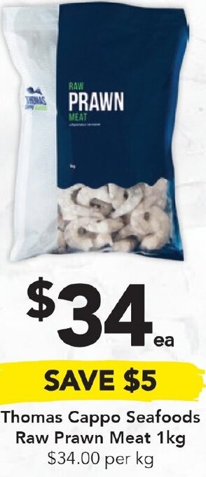 Drakes Thomas Cappo Seafoods Raw Prawn Meat 1Kg offer