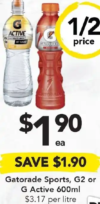 Drakes Gatorade Sports, G2 Or G Active 600ml offer