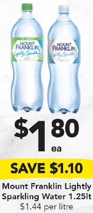 Drakes Mount Franklin Lightly Sparkling Water 1.25lt offer