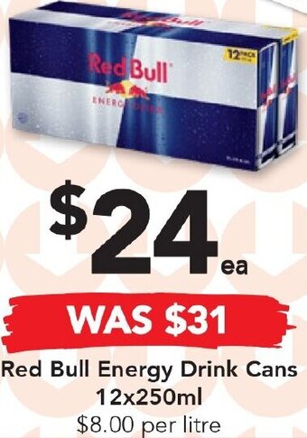 Drakes Red Bull Energy Drink Cans 12x250ml offer