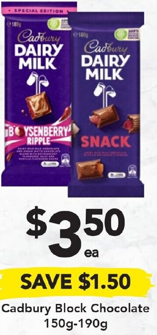 Drakes Cadbury Block Chocolate 150g-190g offer