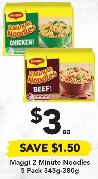 Drakes Maggi 2 Minute Noodles 5 Pack 345g-380g offer
