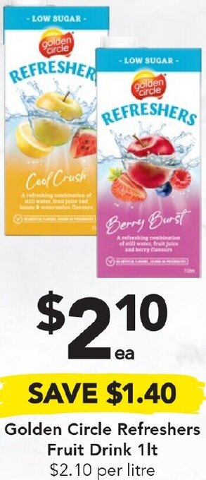 Drakes Golden Circle Refreshers Fruit Drink 1lt offer