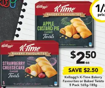 Drakes Kellogg's K-Time Bakery Favourites Or Baked Twists 5 Pack 165g-185g offer