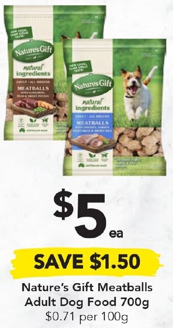 Drakes Nature's Gift Meatballs Adult Dog Food 700g offer